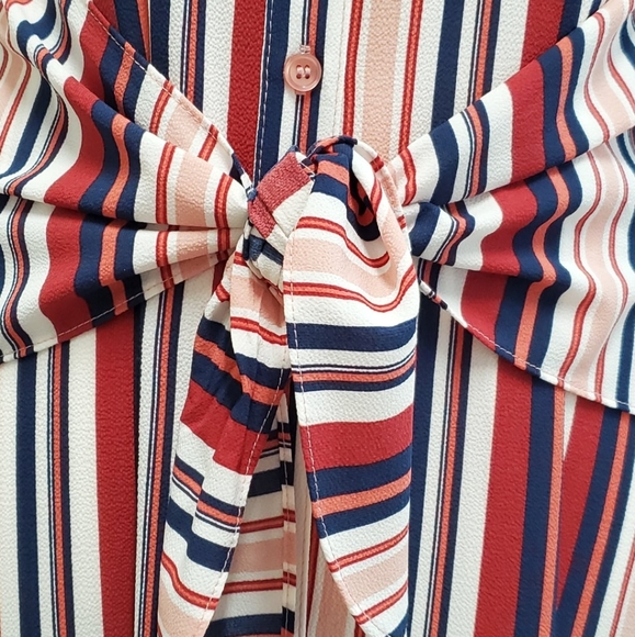 [AGB] Tie Front Stripe Dress - Picture 7 of 8